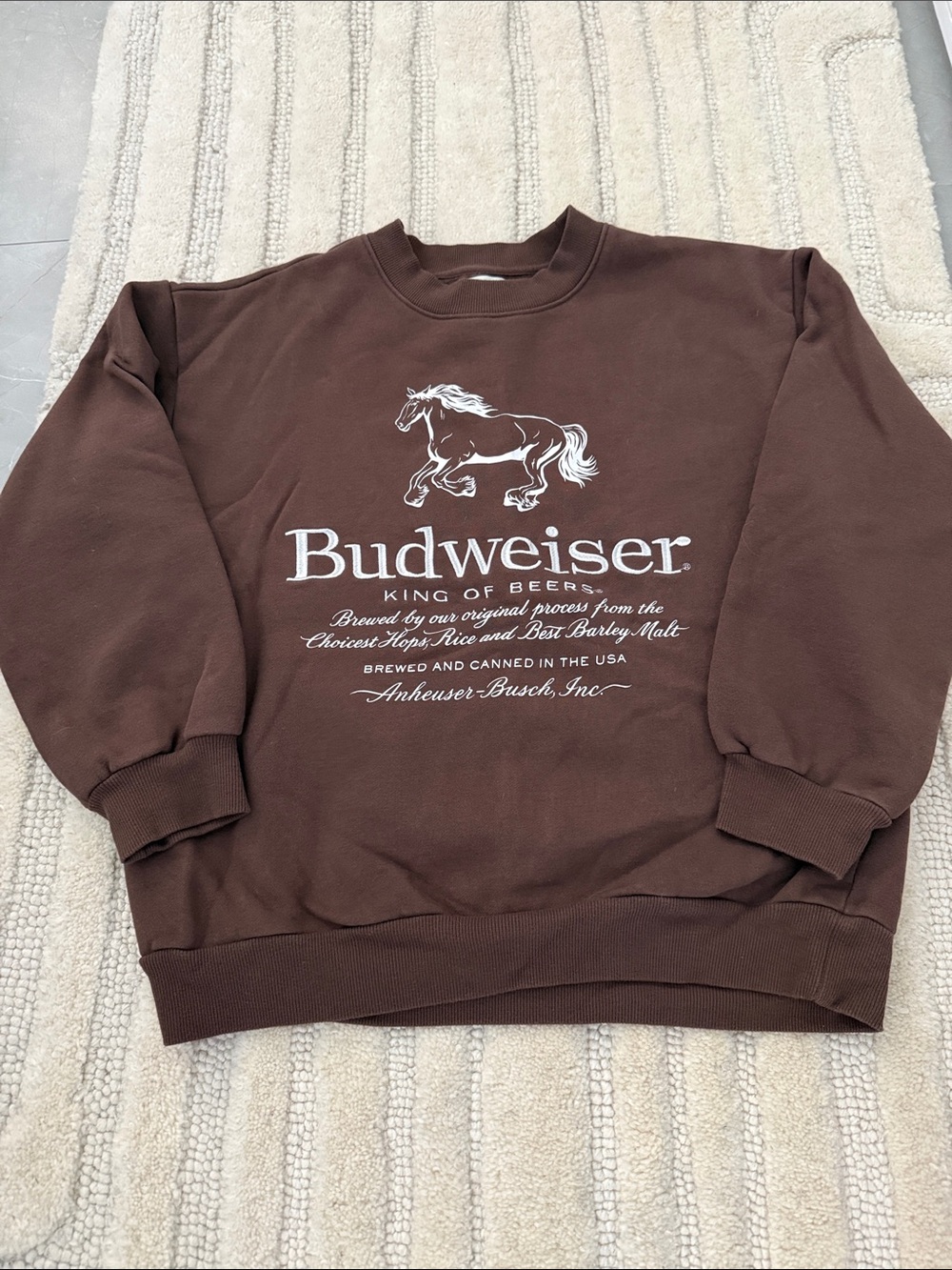 Budweiser Brown Crewneck Sweatshirt with White Logo